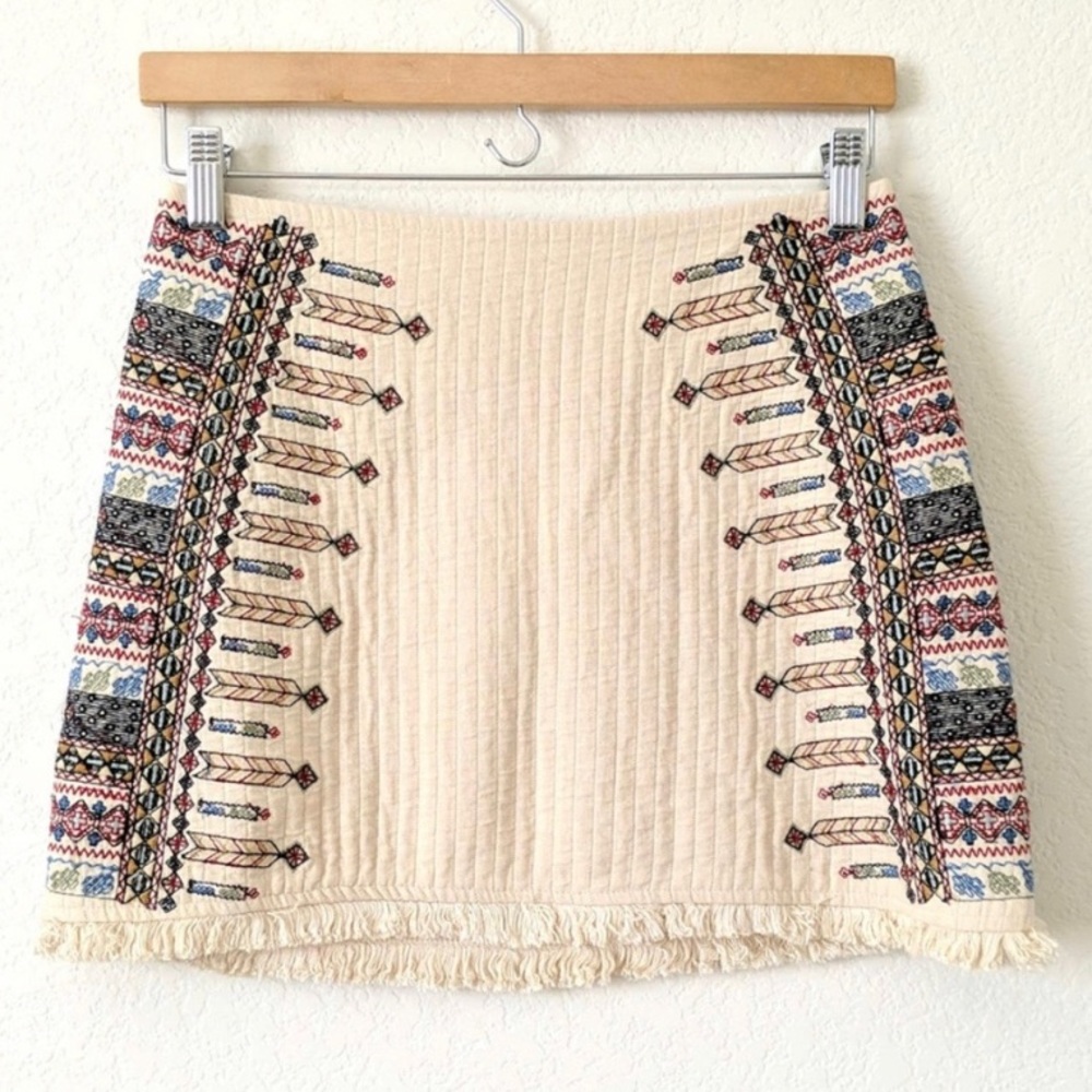 Zara Trafaluc Collection Fringe Embroidered Skirt